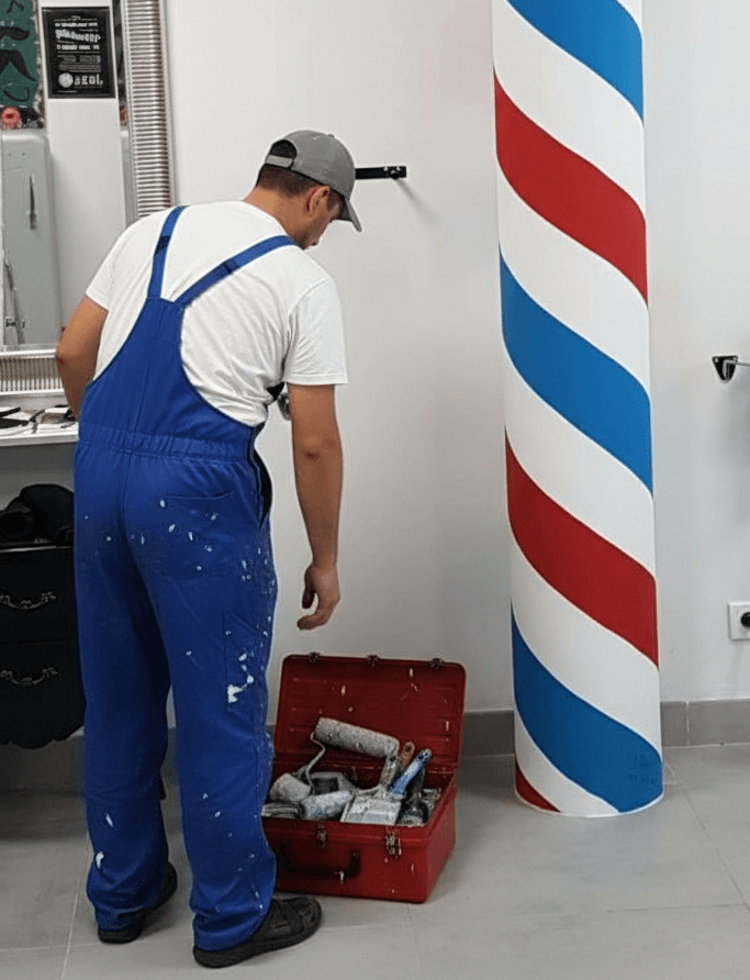 Peinture dans un salon de coiffure Peinture dans un salon de coiffure